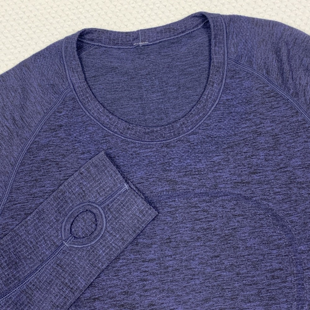 lululemon Swiftly Tech Long Sleeve Shirt Womens 8 Purple Heathered Flawed